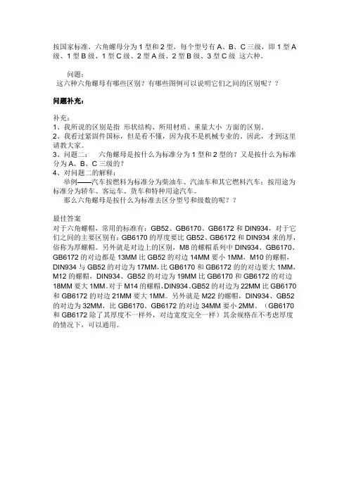 螺母尺寸介绍