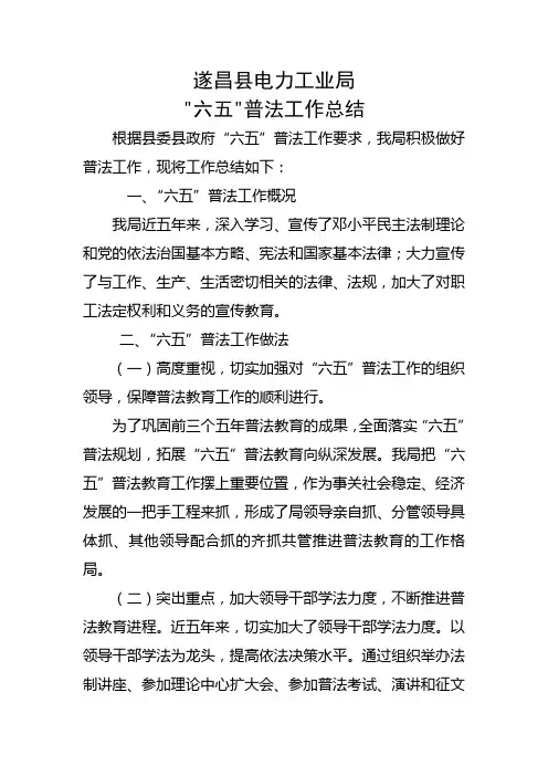 六五普法工作总结