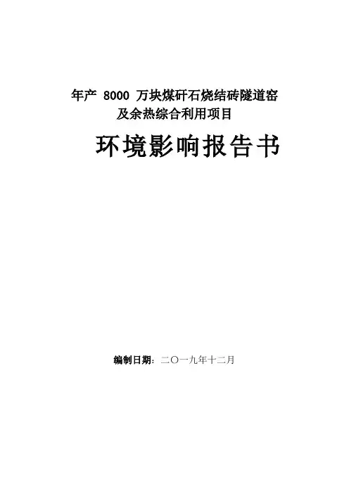 年产8000万块煤矸石烧结砖隧道窑项目环境影响评价报告书