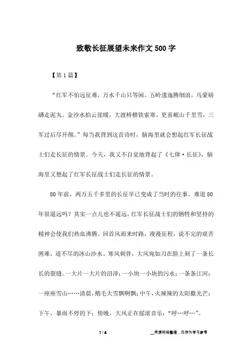 致敬长征展望未来作文500字