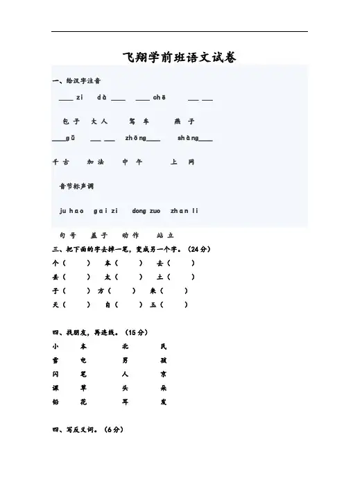 学前班语文数学精彩试题