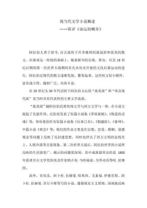 现当代文学小说概述