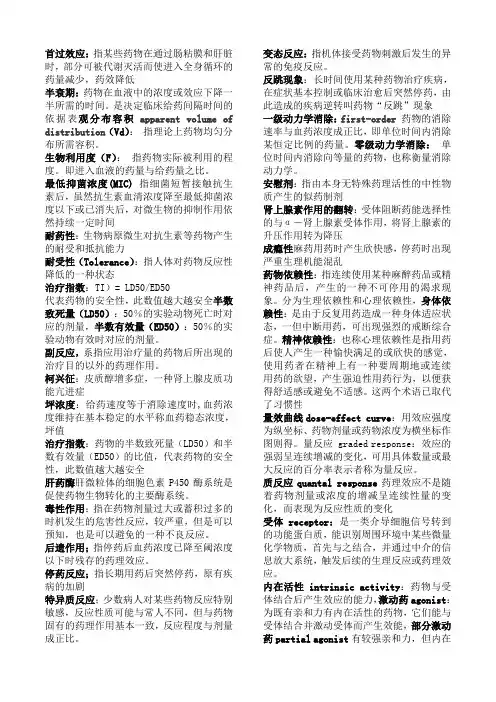药理学_名词解释_简答题_论述题_2016