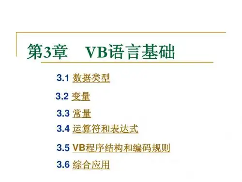 第3章 VB语言基础