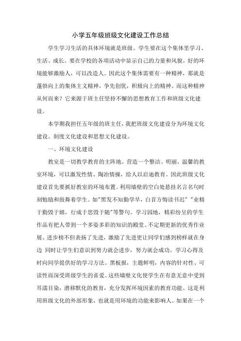 班级文化建设总结