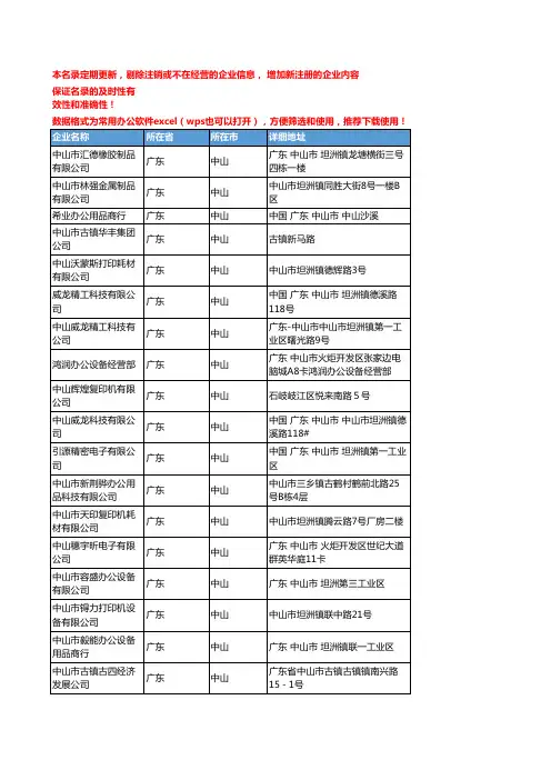 2020新版广东中山复印机企业公司名录名单黄页联系方式大全71家