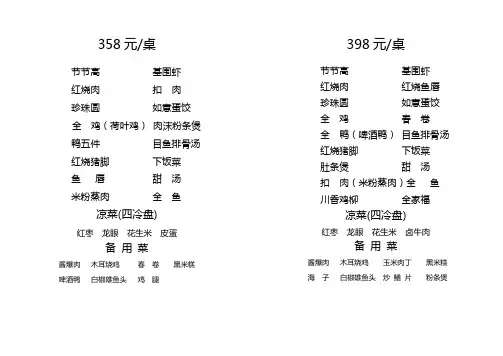 一条龙菜单