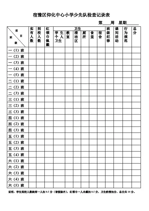 少先队检查表