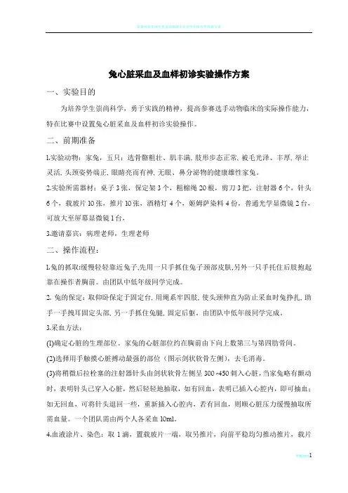 兔采血实验操作方案