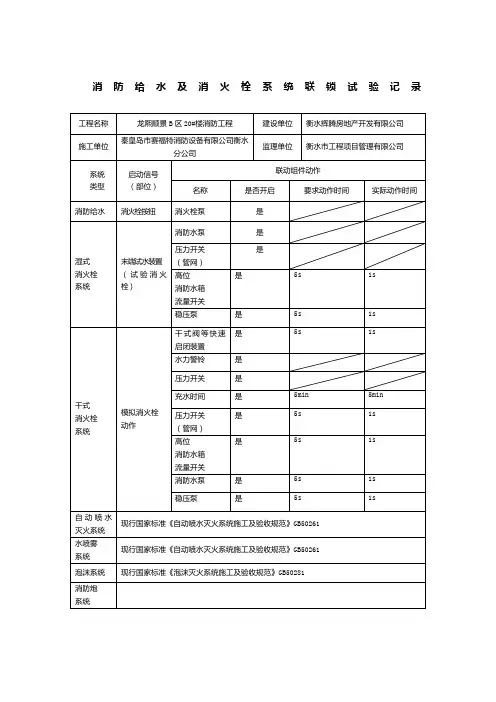 C.0.4消防给水及消火栓系统联锁试验记录