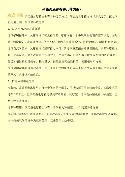 冰箱到底都有哪几种类型？