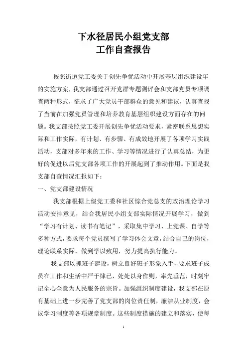 支部工作自查报告