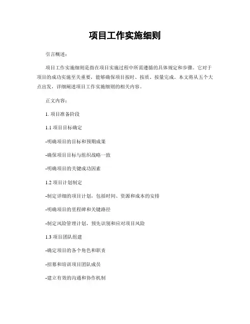 项目工作实施细则