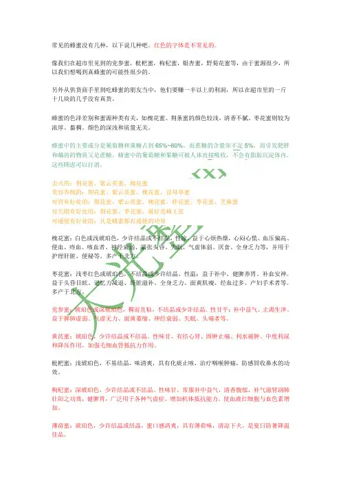蜂蜜的种类