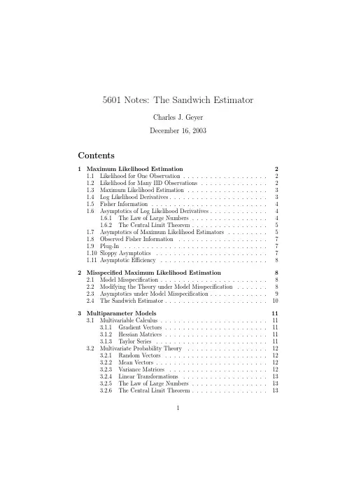 方差稳健 The Sandwich Estimator