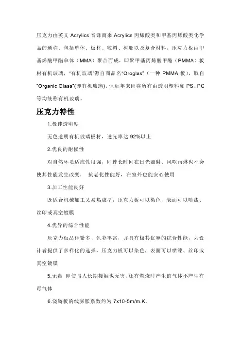 家具常用材料：亚克力
