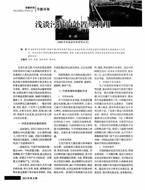 浅谈污泥的处置与利用