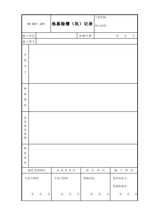 土建各种验收表格-J201验槽记录