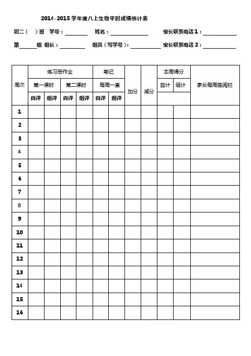 平时成绩记录表