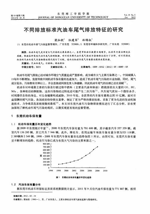 不同排放标准汽油车尾气排放特征的研究