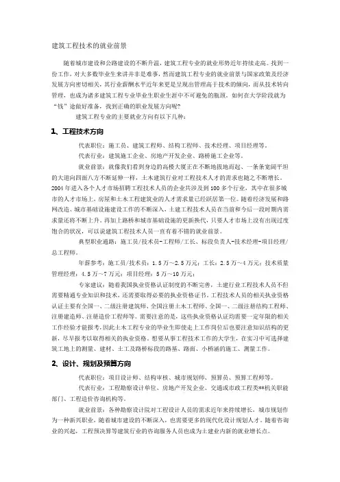 建筑工程技术的就业前景