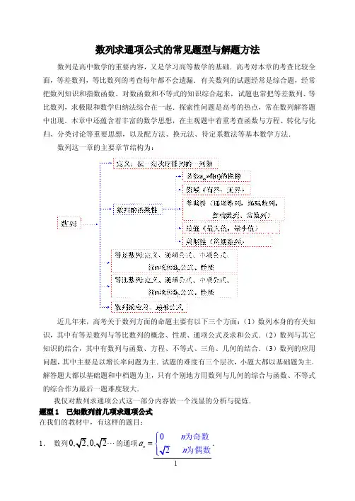 数列求通项公式的常见题型与解题方法