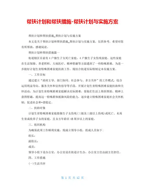 帮扶计划和帮扶措施-帮扶计划与实施方案