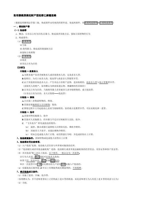 张明楷教授侵犯财产型犯罪之解题思路