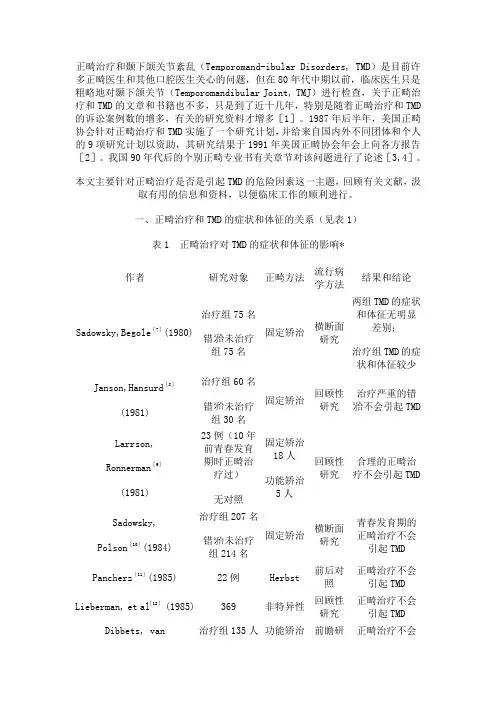 正畸治疗和颞下颌关节紊乱