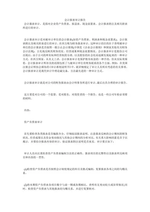 会计报表审计报告