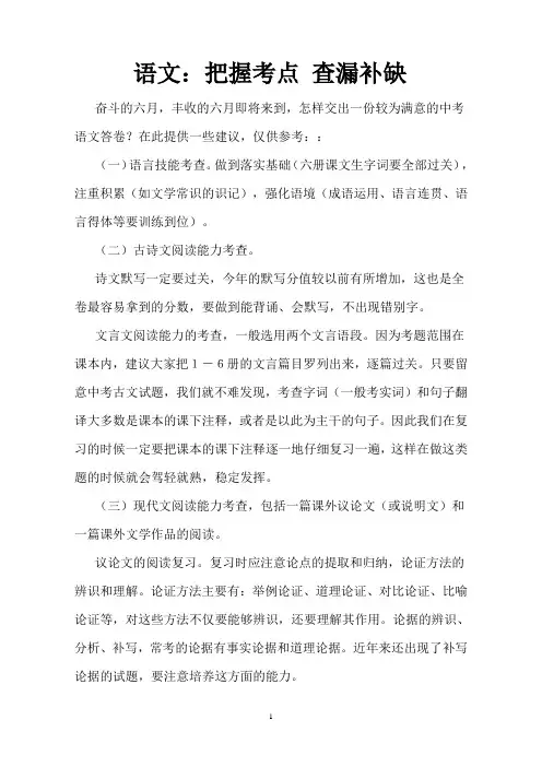 中考(各科)复习策略