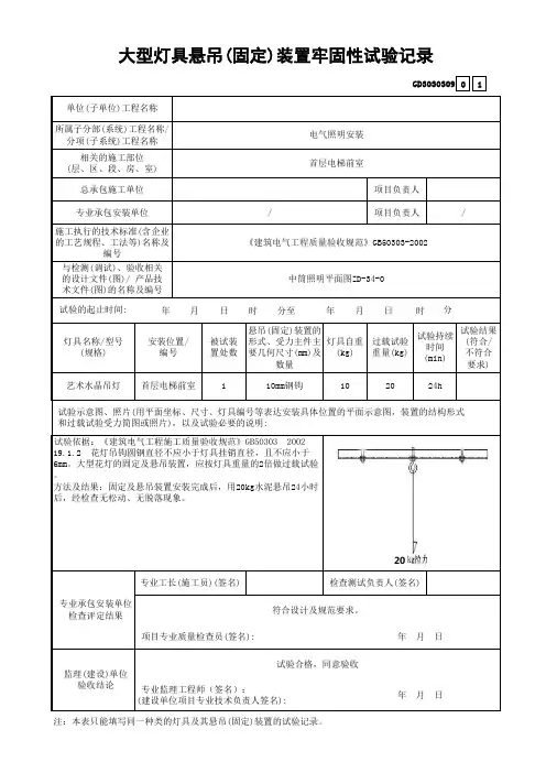大型灯具牢固性试验