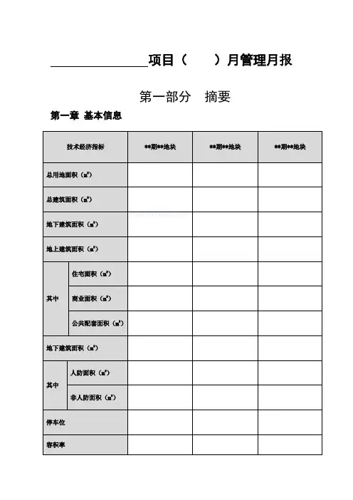 项目管理月报