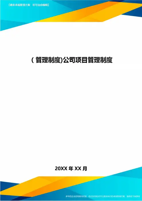 [管理制度]公司项目管理制度