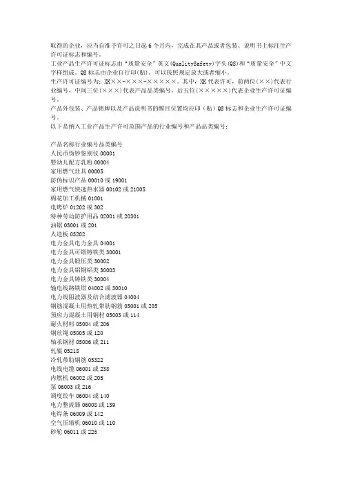 工业产品生产许可证