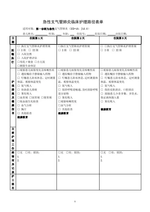 支气管肺炎临床路径