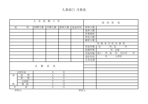 人事部门月报表