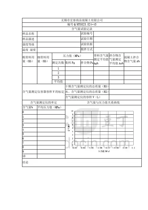 含气量记录表