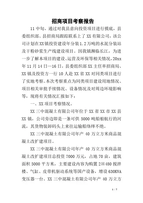 招商项目考察报告