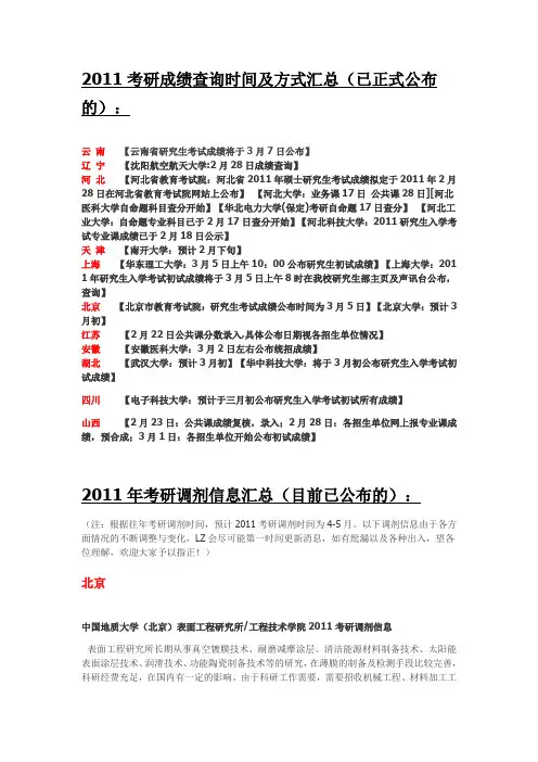 2011考研成绩查询时间及方式汇总