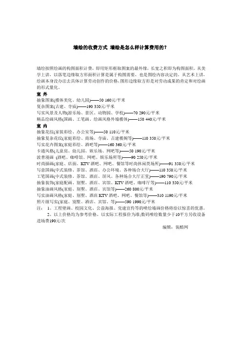 墙绘的收费方式 墙绘是怎么样计算费用的？