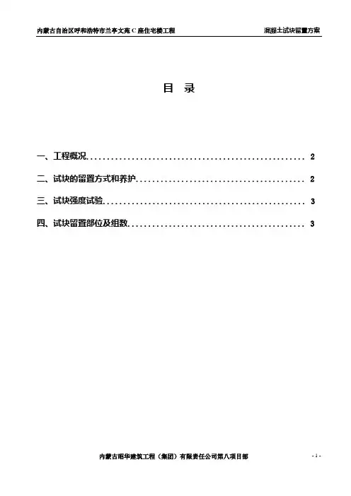砼试块留置施工方案[1]
