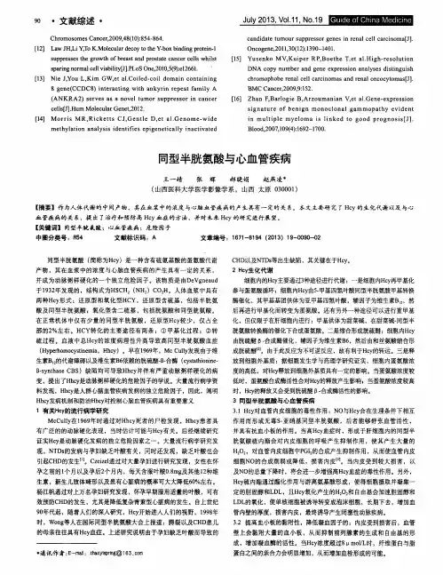 同型半胱氨酸与心血管疾病