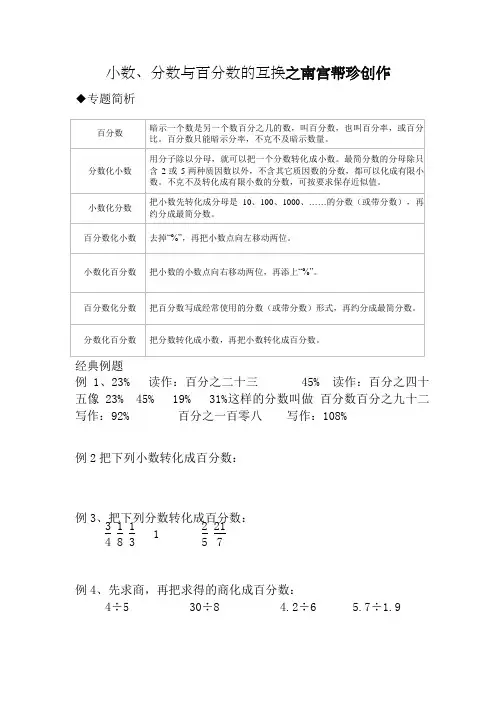 小数分数百分数互换