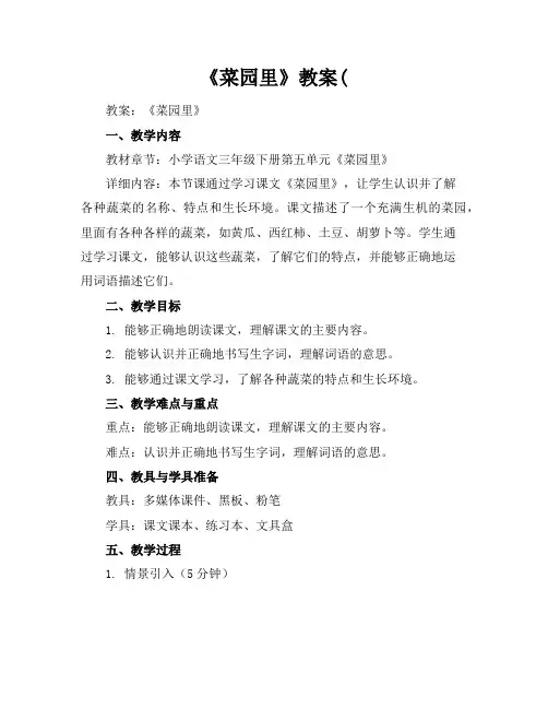 《菜园里》教案(