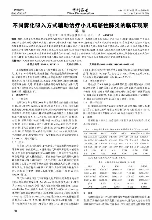 不同雾化吸入方式辅助治疗小儿喘憋性肺炎的临床观察