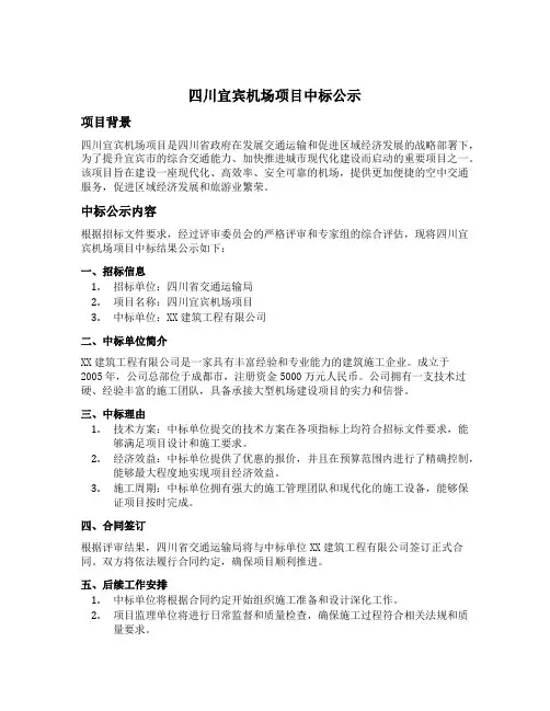 四川宜宾机场项目中标公示