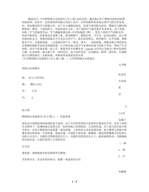 大学物理演示实验报告