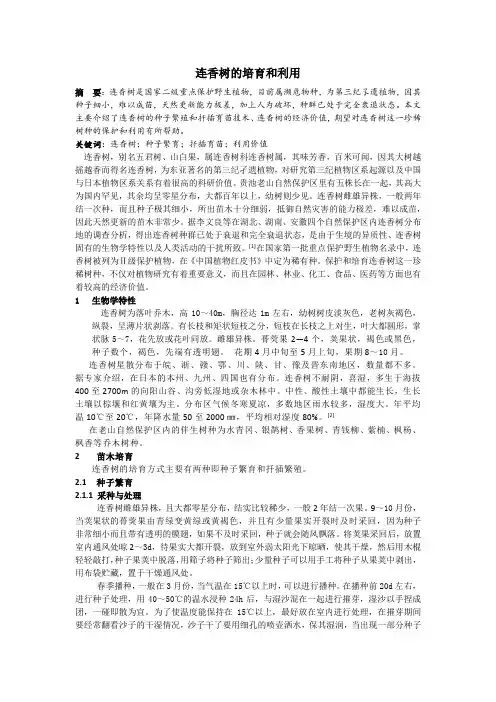 连香树的培育和利用