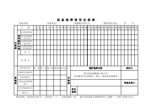 设备维护保养记录表 3